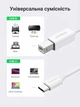 Кабель для принтера Ugreen US241 USB-C - USB-B 2.0 480 Мбіт/с 1 м Білий (40560) - зображення 3