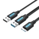 Кабель Vention USB 3.0 - Micro-B з додатковим живленням для HDD/SSD 5 Гбіт/с 1 м Чорний (CQPBF) - зображення 1