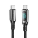 Кабель Vention USB-C - USB-C PD 100W 5A LED-дисплей E-Marker 1.2 м Чорний (TAYBAV) - зображення 1