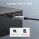 Кабель Ugreen US370 USB-C - USB-B 2.0 480 Мбит/с 1 м нейлоновая оплетка Серый (80805) - изображение 6