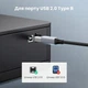 Кабель Ugreen US370 USB-C - USB-B 2.0 3 м 480 Мбит/с нейлоновая оплетка Серый (80808) - изображение 6