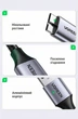 Кабель Ugreen US374 USB 3.0 - Micro-B 5 Гбит/с нейлон 0.5 м Черный (80792) - изображение 4