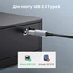Кабель Ugreen US370 USB-C - USB-B 2.0 480 Мбит/с 1.5 м Нейлоновая оплетка Серый (80806) - изображение 6