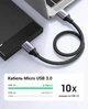 Кабель Ugreen US374 USB 3.0 - Micro USB 3.0 5 Гбит/с для HDD/SSD 0.25 м нейлон Черный (20117) - изображение 8