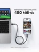 Кабель Ugreen Uno L509 USB-C - USB-C PD 3.0 100W 5A Smart LED-дисплей 1 м Сірий (35501) - зображення 6