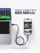 Кабель Ugreen Uno L509 USB-C - USB-C PD 3.0 100W 5A LED-дисплей 0.5 м Сірий (45612) - зображення 6