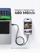 Кабель Ugreen Uno USB-C - USB-C PD 100W 5A LED-дисплей нейлон 2 м Чорний (35512) - зображення 6