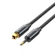 Кабель аудио оптический Vention Toslink - Mini Toslink 3.5 мм 1 м позолоченные коннекторы, алюминиевый корпус, тканевая оплетка Черный (BKCBF) - изображение 1