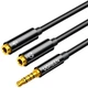 Аудио-сплиттер Ugreen AV141 Jack 3.5 мм 20 см на микрофон и наушники, позолоченные контакты Черный (30620) - изображение 1