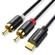 Аудиокабель Vention USB Type-C - 2RCA 1.5 м Hi-Fi Stereo, DAC 24bit/96kHz, позолоченные контакты Черный (BGDBG) - изображение 1