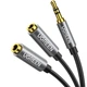 Аудіорозгалужувач Ugreen AV123 3.5 мм mini-jack - 2x 3.5 мм Hi-Fi 20 см Чорний (10532) - зображення 1
