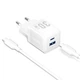 Зарядний пристрій Vention USB-C + USB-A 30W GaN PD PPS QC 3.0 + кабель USB-C 1 м Білий (TZ-FEQW0-EU-01) - зображення 1