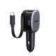 Автомобильное зарядное устройство Ugreen EC601 USB-C + USB-A 75W PD QC PPS выдвижной кабель USB-C 75 см Черный (55653) - изображение 1