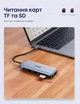 USB-хаб Ugreen CM274 9-в-1 USB-C HDMI, DisplayPort, VGA, RJ45, USB 3.0, PD 100W, 4K 60Hz 15 см Сірий (70301) - зображення 7