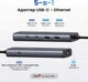 USB-хаб Ugreen CM512 5-в-1 USB-C > RJ45 Gigabit Ethernet / 2xUSB-C 3.2 / USB-A 3.2 / USB-A 2.0 10 Гбіт/с живлення 5V 30 см Темно-сірий (45320) - зображення 4