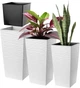 Donice na kwiaty z wkładem Kadax Tuluza K8061 25 cm + 30 cm + 35 cm Białe - obraz 1