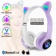 Дитячі бездротові навушники з котячими вушками Cat ear M23 Bluetooth навушники з RGB підсвічуванням Purple GLD - зображення 3
