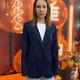 Женский пиджак классический однотонный длинный рукав пуговицы 46 темно-синий - изображение 1