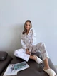 Пижама женская M Снежинки (рубашка + штаны) Молочный COSY - изображение 6