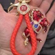 Брелок "Красный конь" символ года подарок красный со стразами, шнурок, карабин - 12 см - изображение 4