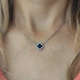 Срібне кольє у стилі Van Cleef Ван Кліф конюшина з оніксом та камінцями (ЛК-013631он) - зображення 3