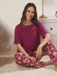 Пижама (футболка + штаны) женская хлопковая Trendyol THMSS24PT00230 S Bordeaux (8684737333215) - изображение 9