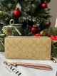 Гаманець рожевий та бежений Long Zip Around Wallet With Detachable Card Case In Signature Canvas натуральна шкіра + подарункове пакування - зображення 2