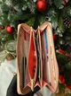 Гаманець рожевий та бежений Long Zip Around Wallet With Detachable Card Case In Signature Canvas натуральна шкіра + подарункове пакування - зображення 3