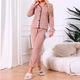 Комплект женской пижамы Lesko 5312 Light pink S рубашка с длинным рукавом и штанами теплая - изображение 7