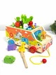 Сортер дитячий Ферма дерев'яний , машинка каталка з овочами , тваринами, та червячками, куб з шестернями - зображення 9