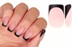 Гелевые типсы для наращивания с французским маникюром Soft Gel глянцевые квадрат S 150 шт натуральній с черной линией френча (413) - изображение 1