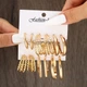 Серёжки-полукольца золотистые Fashion Jewelry набор 12 штук - изображение 5
