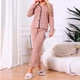 Комплект женской пижамы Lesko 5312 Light pink S рубашка с длинным рукавом и штанами теплая - изображение 7