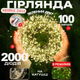 Новогодняя светодиодная гирлянда мишура Капля росы 100м 2000led от сети с пультом Хвойная лапа нить зеленая для елки Теплый - изображение 1