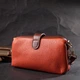 Яркий клатч с интересной защелкой из натуральной кожи Vintage 22424 Оранжевый - изображение 8