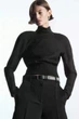 Блуза жіноча COS power-shoulder open-back waisted top 1202460001 34 Чорний - изображение 2