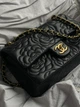 Сумка женская клатч через плечо Chanel Classic Double Flap Bag Camellia PREMIUM Шанель черный золото MDR - изображение 4
