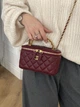 Сумка женская клатч Chanel Classic Lambskin Pearl Crush Vanity Bag Premium бордовый с ручкой Шанель MDR - изображение 3