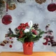 Новорічна композиція GALA DECOR декоративний букет на стіл 25 см червоний з зеленими гілками та шишками арт.К2520П - зображення 3