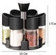 Набір ємностей 6шт для спецій і приправ Spice Jar Set на підставці, що крутиться, пластик чорний - зображення 1