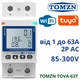 Розумний автоматичний вимикач Wi-Fi TOMZN TOVA-63T від 1 до 63А AC 2P DIN з мониторингом напруги струму енергоспоживання потужності, реле напруги та струму, таймер, Tuya або SmartLife - зображення 1
