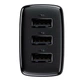 Сетевое зарядное устройство Baseus Compact 17W / 3.4A 3USB для Apple / Xiaomi Black - изображение 3