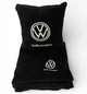 Плед и подушка в авто с вышитым логотипом VOLKSWAGEN черный флис 260г/м2 размер S - изображение 1