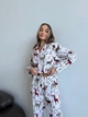 Пижама женская S с Оленями Норди (рубашка + брюки) Молочного цвета COSY - изображение 8