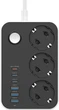Сетевой фильтр СolorWay 3 розетки/6USB (3 USB-A + 3 USB-С) (20W) 2 м Black (CW-CHE36PDB) - изображение 1