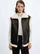 Теплый жилет из искусственной кожи короткий женский Mango Harriet 57075976-99 XS Черный (8445922881672) - изображение 1