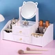 Большой DIY Органайзер для косметики и инструментов для макияжа с зеркалом на 5 секций, с выдвижными ящиками, 40х20х34,5 см, белый (COSM5477WH) - изображение 12