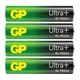 Батарейки GP ULTRA PLUS ALKALINE 1.5V 24AUP21-SB4 Щелочные LR03 AAA 4 шт. - изображение 1