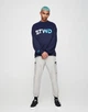 Світшот на флісі Pull & Bear темно-синій з принтом CGAYU345 S - изображение 2