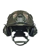 Шолом військовий балістичний тактична захисна каска куленепробивна FAST Helmet NIJ IIIA тактичні активні військові навушники Earmor M31 + тактичний ліхтар на шолом + сумка переноска олива - зображення 14
